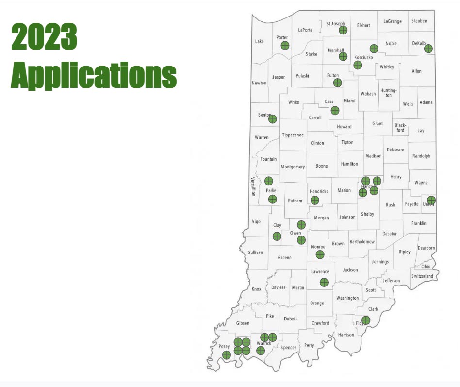 2023 YES Grant applications by county - map
